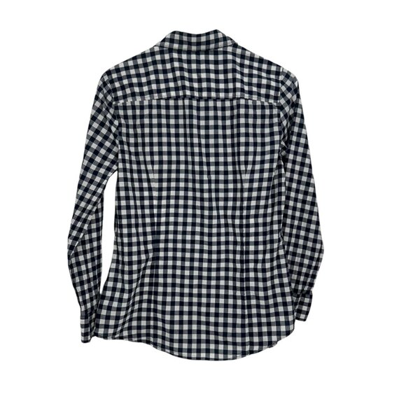 J.Crew Womens Navy & White Gingham Button-Up Shirt SZ MP 100% Cotton Long Sleeve - Picture 9 of 12